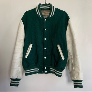 Vintage Roots Letterman Jacket green and white